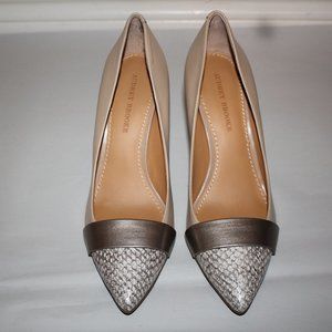 Gold and silver stilettos from Audrey Brooke